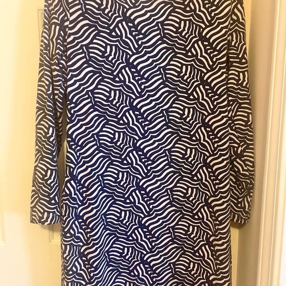 Vineyard Vines Blue and White Long Sleeve Sheath Dress cotton lightweight long s